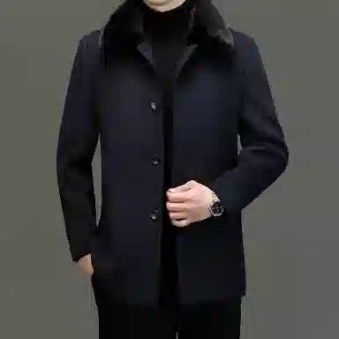 Pierre Cardin Mink Collar Wool Blend Coat