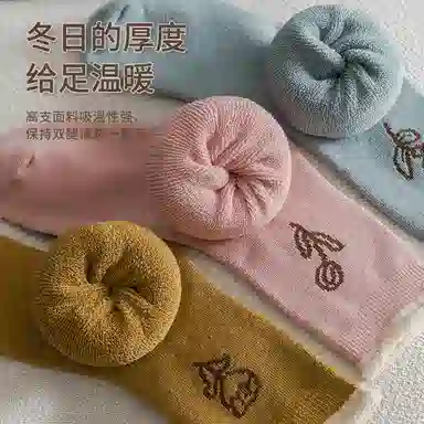 棉基因 透气加绒加厚地板月子舒适中筒袜 女款 组合装