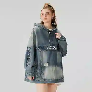 LAMLICKA Denim Hoodie Blue