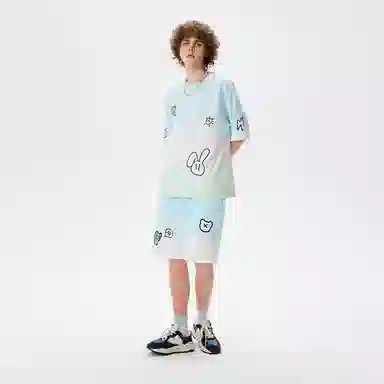 LAMLICKA Gradient Dog Print Shorts