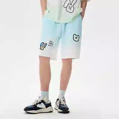 LAMLICKA Gradient Dog Print Shorts