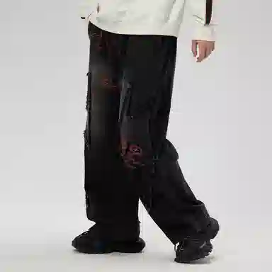 LAMLICKA Washed Patchwork Denim Pants