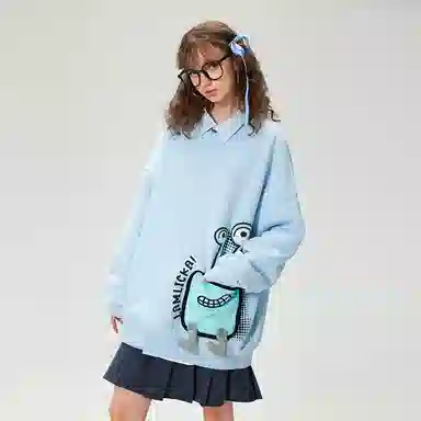 LAMLICKA Monster Print Sweatshirt Blue