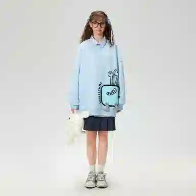 LAMLICKA Monster Print Sweatshirt Blue