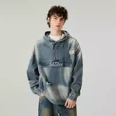 LAMLICKA Denim Hoodie Blue