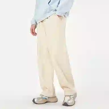 LAMLICKA Letter Stitching Casual Pants Beige