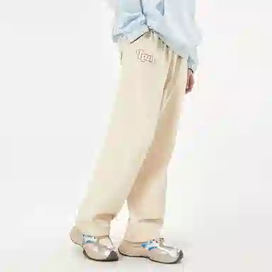 LAMLICKA Letter Stitching Casual Pants Beige
