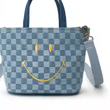 Lee x Smiley Checkered Tote Bag Blue