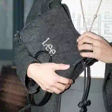 Lee Denim Quilted Shoulder Bag Black