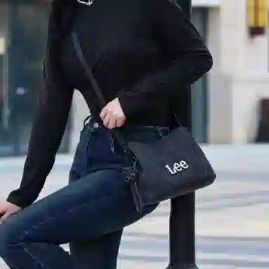 Lee Denim Quilted Shoulder Bag Black