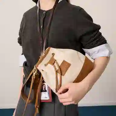 Lee Suede Shoulder Bag Beige