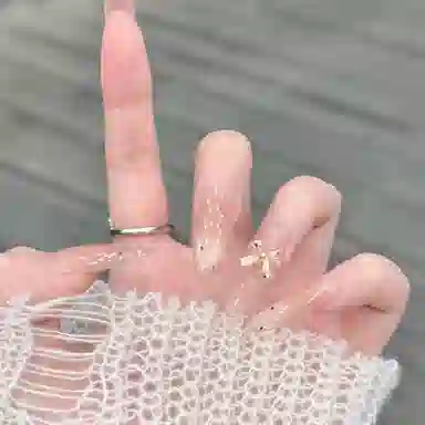 柚予颜 手工穿戴波点蝴蝶气质显白法式冰透芭乐猫眼高级美甲  长款裸色渐变 纯欲