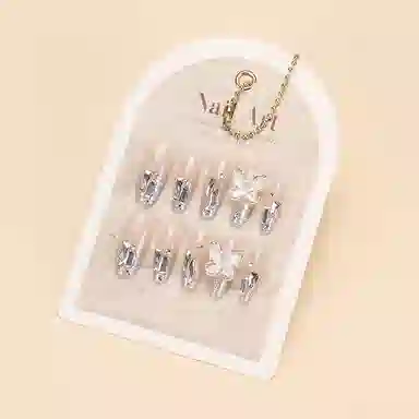 柚予颜 穿戴甲气质仙气大蝴蝶闪钻显白美甲  中长款裸色渐变 爆闪