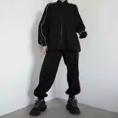 玉儿恋 复古立领潮流宽松百搭夹克外套 男款 黑色