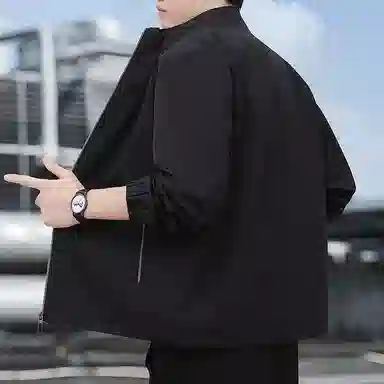 玉儿恋 简约纯色立领休闲百搭舒适夹克外套 男款