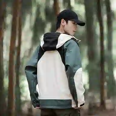 玉儿恋  户外登山拼色连帽  防水防风冲锋衣 男款