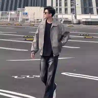 玉儿恋 美式痞帅复古翻领夹克外套 男款