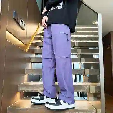 玉儿恋 工装直筒宽松运动可拆卸休闲裤 男款
