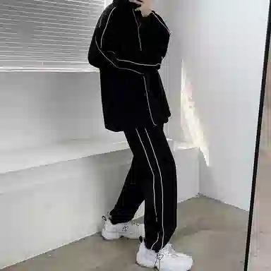玉儿恋 复古立领潮流宽松百搭夹克外套 男款 黑色
