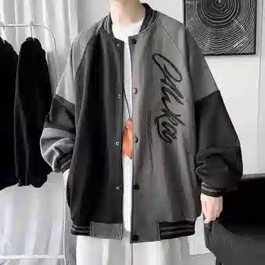 玉儿恋  港风宽松印花棒球服 男款