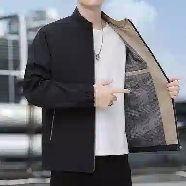 玉儿恋 简约纯色立领休闲百搭舒适夹克外套 男款