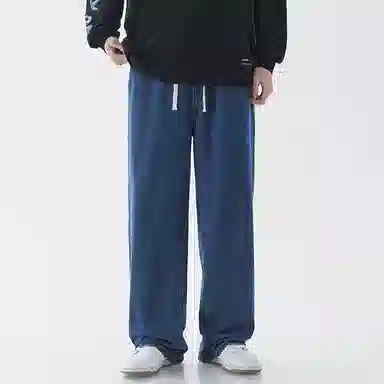 玉儿恋 系带宽松直筒牛仔裤薄款水洗长裤休闲裤 男款