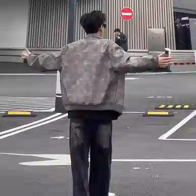 玉儿恋 美式痞帅复古翻领夹克外套 男款