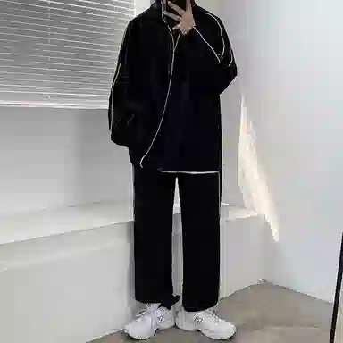 玉儿恋 复古立领潮流宽松百搭夹克外套 男款 黑色