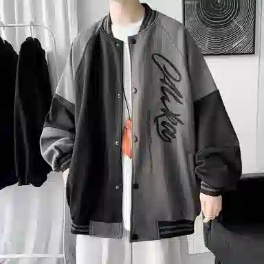 玉儿恋  港风宽松印花棒球服 男款