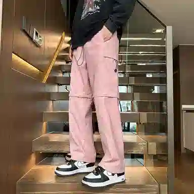 玉儿恋 工装直筒宽松运动可拆卸休闲裤 男款