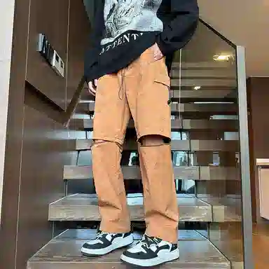 玉儿恋 工装直筒宽松运动可拆卸休闲裤 男款