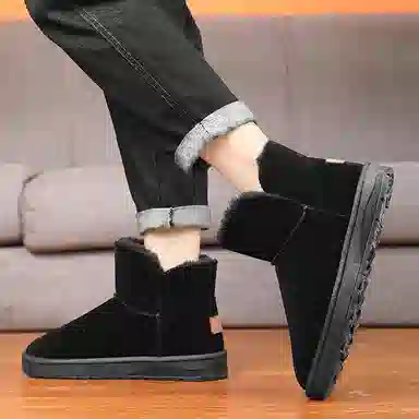 牛反绒 保暖耐磨减震增高平衡 加绒防滑户外休闲运动 短筒 雪地靴 男女同款