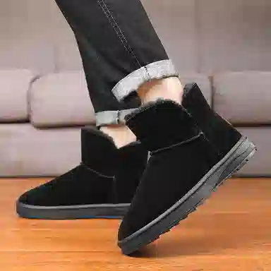 牛反绒 保暖耐磨减震增高平衡 加绒防滑户外休闲运动 短筒 雪地靴 男女同款