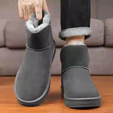 牛反绒 保暖耐磨减震增高平衡 加绒防滑户外休闲运动 短筒 雪地靴 男女同款