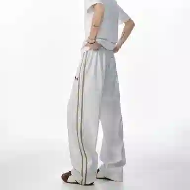 冰飞 美式复古学院风高级感毛巾绣腊肠狗图案宽松休闲舒适时尚潮流百搭直筒针织运动裤 男女同款