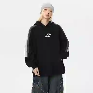 冰飞 复古时尚百搭舒适套头字母连帽长袖卫衣 男女同款