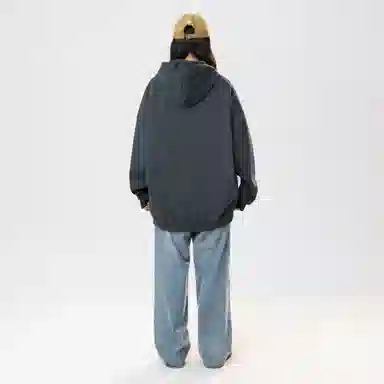 冰飞 美式时尚小众设计感百搭连帽慵懒风豹纹星星印花御寒保暖加绒加厚套头重磅上衣卫衣 男女同款