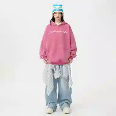 冰飞 美式复古嘻哈街头个性灵感创意撕裂感西方人物油画图案印花宽松休闲高级感水洗做旧上衣服重磅时尚百搭连帽卫衣 男女同款