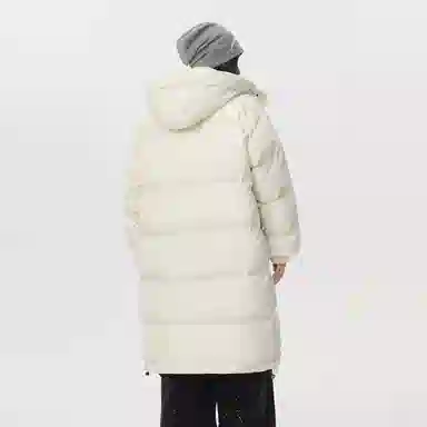 冰飞 美式复古学院风字母立体胶标图案简约纯色高级感宽松舒适户外运动通勤百搭潮流中长款过膝连帽加厚保暖面包服棉服 男女同款