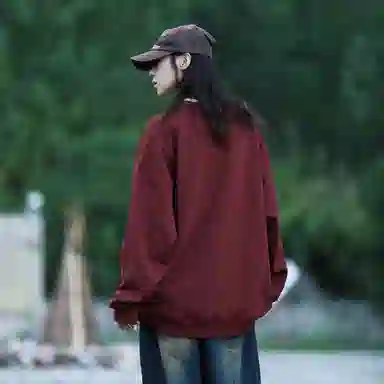 冰飞 美式复古创意趣味幻影星星字母图案印花宽松休闲圆领套头落肩内搭学院风百搭重磅卫衣 男女同款