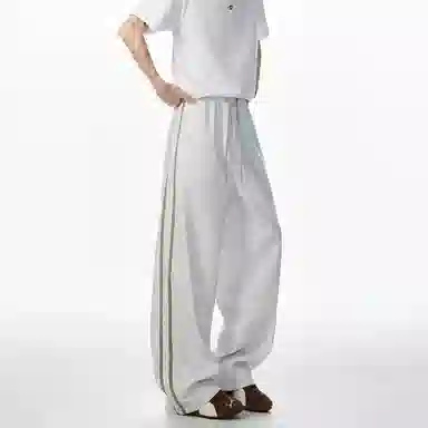 冰飞 美式复古学院风高级感毛巾绣腊肠狗图案宽松休闲舒适时尚潮流百搭直筒针织运动裤 男女同款