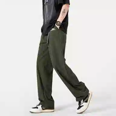 冰飞 美式复古无性别主义风个性手绘创意几何图案字母印花裤腰带宽松百搭显瘦简约冰丝空调裤基础款凉感休闲裤 男女同款