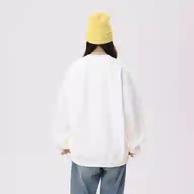 冰飞 美式复古学院风创意趣味手绘立体字母图案印花宽松休闲舒适套头落肩圆领上衣服潮牌潮流重磅长袖卫衣 男女同款