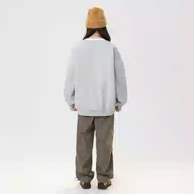 冰飞 美式高街复古学院风创意趣味搞怪风可爱狗狗图案字母印花宽松休闲舒适圆领落肩套头上衣服无性别主义重磅长袖卫衣 男女同款