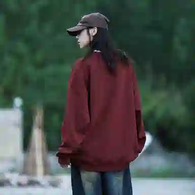冰飞 美式复古高街创意趣味涂鸦卡通人物字母图案印花宽松舒适圆领套头落肩重磅卫衣 男女同款