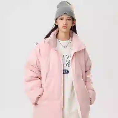 冰飞 美式嘻哈学院风基础简约休闲宽松保暖立领落肩面包服加厚百搭棉衣外套棉服 男女同款