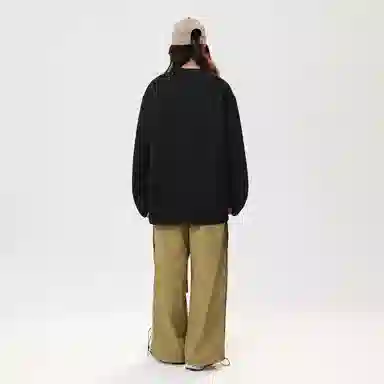 冰飞 美式复古学院风创意趣味手绘立体字母图案印花宽松休闲舒适套头落肩圆领上衣服潮牌潮流重磅长袖卫衣 男女同款