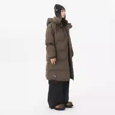 冰飞 美式复古学院风字母立体胶标图案简约纯色高级感宽松舒适户外运动通勤百搭潮流中长款过膝连帽加厚保暖面包服棉服 男女同款