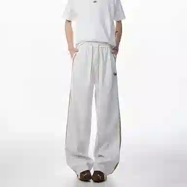 冰飞 美式复古学院风高级感毛巾绣腊肠狗图案宽松休闲舒适时尚潮流百搭直筒针织运动裤 男女同款