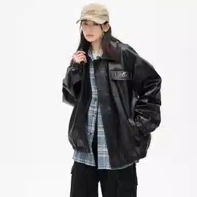 Bingfei Vintage PU Leather Jacket